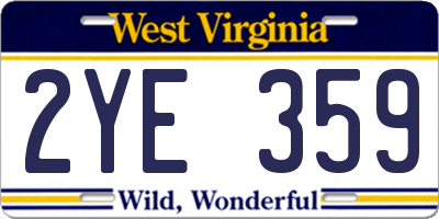 WV license plate 2YE359