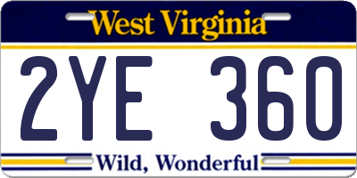 WV license plate 2YE360