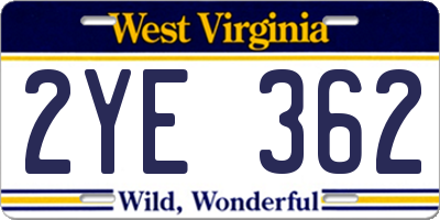 WV license plate 2YE362