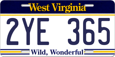 WV license plate 2YE365