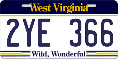 WV license plate 2YE366