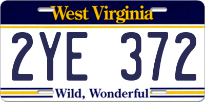 WV license plate 2YE372