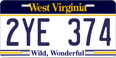 WV license plate 2YE374