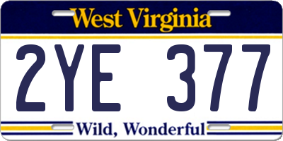 WV license plate 2YE377