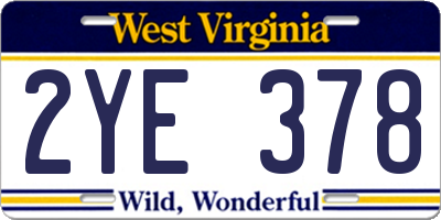 WV license plate 2YE378