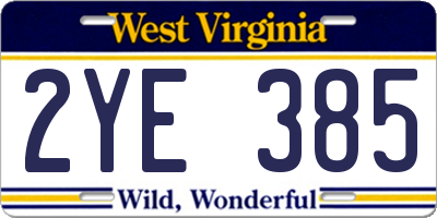WV license plate 2YE385