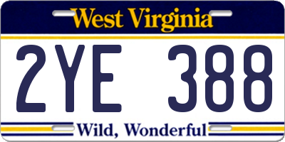 WV license plate 2YE388