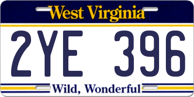 WV license plate 2YE396