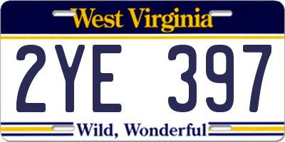 WV license plate 2YE397