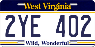 WV license plate 2YE402