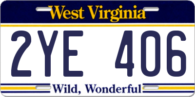 WV license plate 2YE406