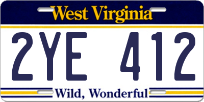 WV license plate 2YE412