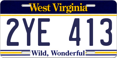 WV license plate 2YE413