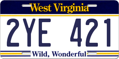 WV license plate 2YE421