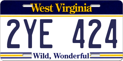 WV license plate 2YE424