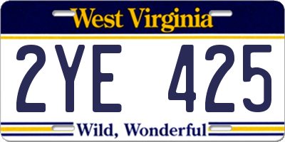WV license plate 2YE425