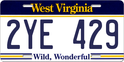 WV license plate 2YE429