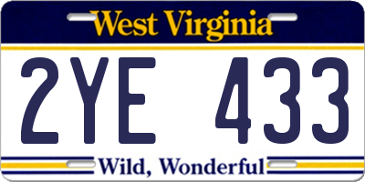 WV license plate 2YE433