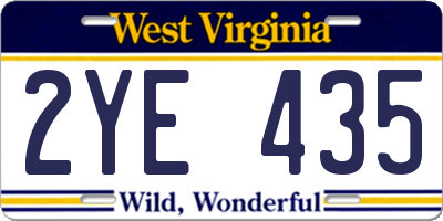 WV license plate 2YE435