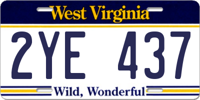 WV license plate 2YE437