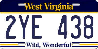 WV license plate 2YE438