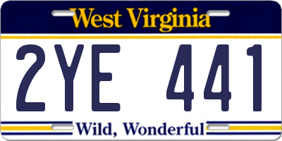WV license plate 2YE441