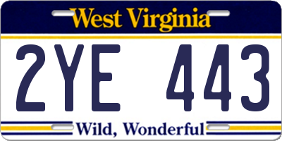 WV license plate 2YE443