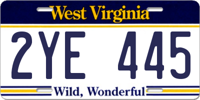 WV license plate 2YE445