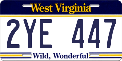 WV license plate 2YE447
