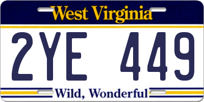 WV license plate 2YE449