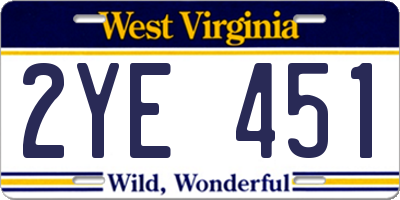 WV license plate 2YE451