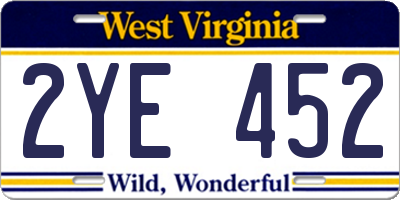 WV license plate 2YE452
