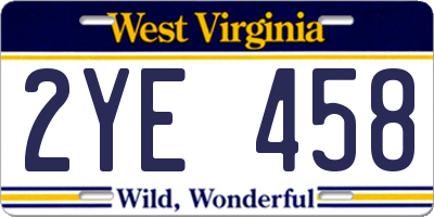 WV license plate 2YE458