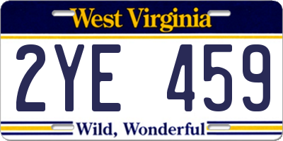 WV license plate 2YE459