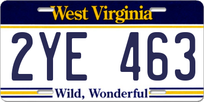 WV license plate 2YE463