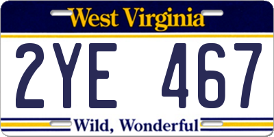 WV license plate 2YE467