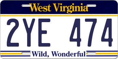 WV license plate 2YE474