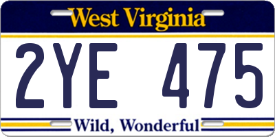 WV license plate 2YE475