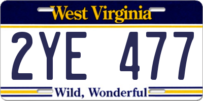 WV license plate 2YE477