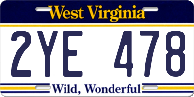 WV license plate 2YE478