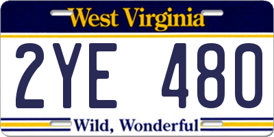 WV license plate 2YE480