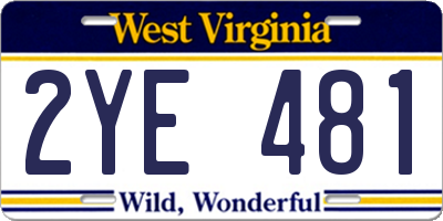 WV license plate 2YE481