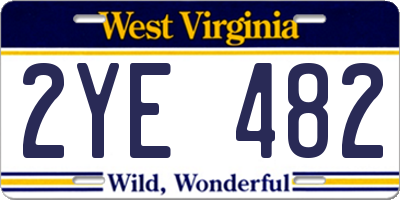 WV license plate 2YE482