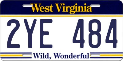 WV license plate 2YE484