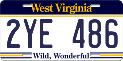 WV license plate 2YE486