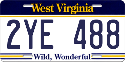 WV license plate 2YE488