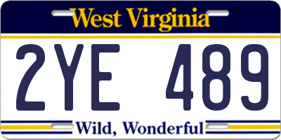 WV license plate 2YE489