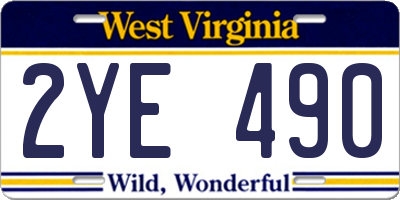 WV license plate 2YE490