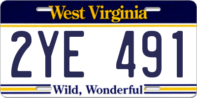 WV license plate 2YE491
