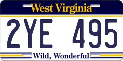 WV license plate 2YE495